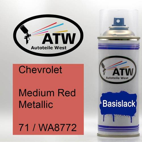 Chevrolet, Medium Red Metallic, 71 / WA8772: 400ml Sprühdose, von ATW Autoteile West.